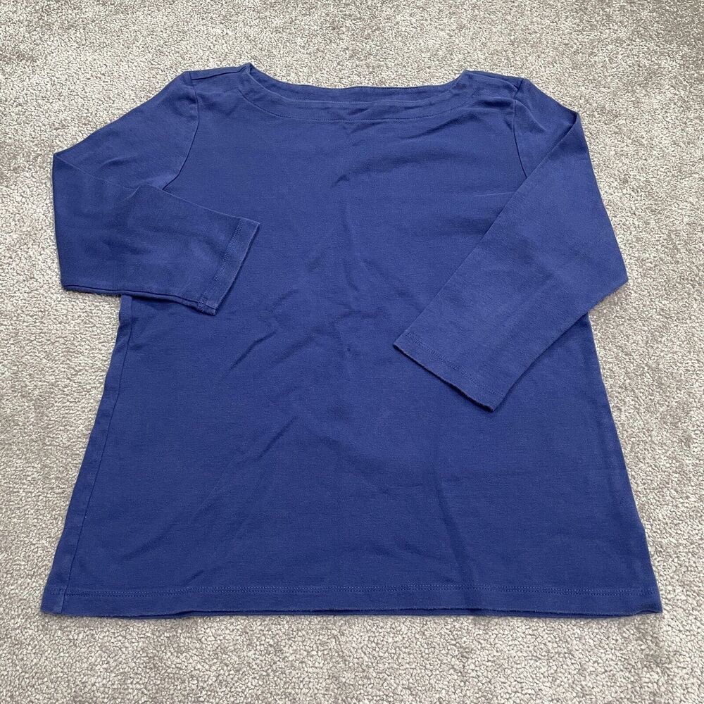 Coldwater Creek Boat Neck Basic Shirt Womens Medium Blue Long Sleeve Cotton Top